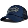 Lucky Brand Trucker Hat | Snapback | Adjustable | Mesh Back | Retro | Baseball Cap | Golf | Fishing | American Heritage(Lucky Print – Navy)