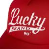 Lucky Brand Trucker Hat | Snapback | Adjustable | Mesh Back | Retro | Baseball Cap | Golf | Fishing | American Heritage(Lucky Print – Red)