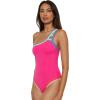 Lucky Brand Women’s Avila Asymmetrical One Piece Swimsuit, Adjustable, Tie Back, Bathing Suits(Candy Pink)