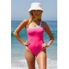 Lucky Brand Women’s Avila Asymmetrical One Piece Swimsuit, Adjustable, Tie Back, Bathing Suits(Candy Pink)