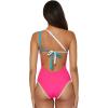 Lucky Brand Women’s Avila Asymmetrical One Piece Swimsuit, Adjustable, Tie Back, Bathing Suits(Candy Pink)