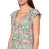 Lucky Brand Women’s Cinched Pleated Button Down Midi Dress(Green Floral)