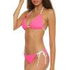 Lucky Brand Women’s Clear Lines Reversible Triangle Top and Tie Side Bottom Bikini Set, Adjustable, Two Piece Swimsuits(Flamingo)