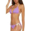Lucky Brand Women’s Clear Lines Reversible Triangle Top and Tie Side Bottom Bikini Set, Adjustable, Two Piece Swimsuits(Lilac)