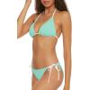 Lucky Brand Women’s Clear Lines Reversible Triangle Top and Tie Side Bottom Bikini Set, Adjustable, Two Piece Swimsuits(New Cyan)