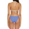 Lucky Brand Women’s Clear Lines Reversible Triangle Top and Tie Side Bottom Bikini Set, Adjustable, Two Piece Swimsuits(Peri)