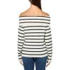 Lucky Brand Women’s Cloud Soft Off The Shoulder Sweater(Cadet Navy Multi Stripe)