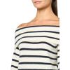 Lucky Brand Women’s Cloud Soft Off The Shoulder Sweater(Cadet Navy Multi Stripe)