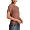 Lucky Brand Womens Dot Print Sweater Tee(Marron Dot)