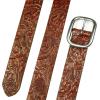 Lucky Brand Women’s Embroidered Leather Belt | Stylish | Classic | Western-Inspired | American Heritage | Jean | Pant(Floral Debossed – Tan)