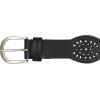 Lucky Brand Women’s Embroidered Leather Belt | Stylish | Classic | Western-Inspired | American Heritage | Jean | Pant(Perforated Leather – Black)