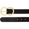 Lucky Brand Women’s Fashion Leather Belt | Stylish | Trend | Classic | Modern | Jean | Pant | Skirt | Dress(Double Ring Statement Buckle – Black)