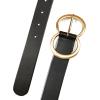 Lucky Brand Women’s Fashion Leather Belt | Stylish | Trend | Classic | Modern | Jean | Pant | Skirt | Dress(Double Ring Statement Buckle – Black)