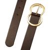 Lucky Brand Women’s Fashion Leather Belt | Stylish | Trend | Classic | Modern | Jean | Pant | Skirt | Dress(Double Ring Statement Buckle – Brown)