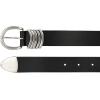 Lucky Brand Women’s Fashion Leather Belt | Stylish | Trend | Classic | Modern | Jean | Pant | Skirt | Dress(Silver Keeper – Black)