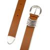 Lucky Brand Women’s Fashion Leather Belt | Stylish | Trend | Classic | Modern | Jean | Pant | Skirt | Dress(Silver Keeper – Tan)