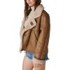 Lucky Brand Women’s Faux Shearling Moto Jacket(Cognac)