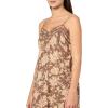 Lucky Brand Women’s Floral Lace Trimmed Slip Dress(Brown Floral)