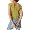 Lucky Brand Women’s Flutter Sleeve Knit Pullover(Golden Olive Acid Washed)