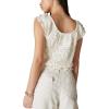 Lucky Brand Women’s Flutter Sleeve Knit Pullover(Straw Heather)