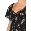 Lucky Brand Women’s Lace Trimmed Short Sleeve Midi Dress(Black Floral)