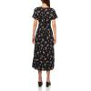 Lucky Brand Women’s Lace Trimmed Short Sleeve Midi Dress(Black Floral)