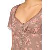 Lucky Brand Women’s Lace Trimmed Short Sleeve Midi Dress(Taupe Floral)