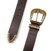 Lucky Brand Women’s Leather Belt | Leather | Trend | Stylish | Classic | Modern | Jeans | Pants | Skirt | Dress(Textured Buckle – Brown)