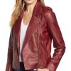 Lucky Brand Women’s Long Sleeve Notched Lapel Leather Moto Jacket(Rhubarb)