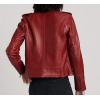 Lucky Brand Women’s Long Sleeve Notched Lapel Leather Moto Jacket(Rhubarb)