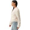 Lucky Brand Women’s Long Sleeve Zip Front Utility Teddy Coat(Stone)
