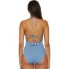 Lucky Brand Women’s Malaga Crochet Trim High Neck One Piece Swimsuit, Adjustable, Bathing Suits(Wisteria)