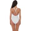 Lucky Brand Women’s Marbella Maillot One Piece Swimsuit, Plunge Neck, Bathing Suits(White)
