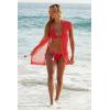 Lucky Brand Women’s Morro Hooded Fishnet Beach Cover Up, Casual, Swimsuit Tops(Coral)