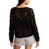 Lucky Brand Women’s Pointelle V Neck Pullover(Dark Black)