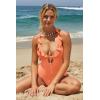 Lucky Brand Women’s Sea of Love Ruffle One Piece Swimsuit, Plunge Neck, Bathing Suits(Apricot Ice)