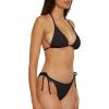 Lucky Brand Women’s Sky Above Sand Textured Triangle Top Side Bottom Bikini Set, Adjustable, Tie Back, Two Piece Swimsuits(Black)