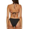 Lucky Brand Women’s Sky Above Sand Textured Triangle Top Side Bottom Bikini Set, Adjustable, Tie Back, Two Piece Swimsuits(Black)