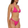 Lucky Brand Women’s Sky Above Sand Textured Triangle Top Side Bottom Bikini Set, Adjustable, Tie Back, Two Piece Swimsuits(Magenta)
