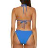 Lucky Brand Women’s Sky Above Sand Textured Triangle Top Side Bottom Bikini Set, Adjustable, Tie Back, Two Piece Swimsuits(Vibrant Blue)