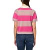 Lucky Brand Women’s Striped Polo Short Sleeve Tee(Woodrose)