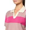 Lucky Brand Women’s Striped Polo Short Sleeve Tee(Woodrose)