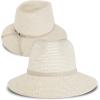Lucky Brand Women’s Summer Straw Wide Brim Boater Panama Adjustable Hat (One Size Fits Most), Leather Tie-Cream