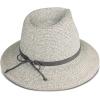 Lucky Brand Womens Summer Straw Wide Brim Boater Panama Adjustable Hat (One Size Fits Most)(Leather Tie – Gray)