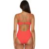 Lucky Brand Women’s Valencia One Piece Swimsuit, Plunge V-Neck, Bathing Suits(Coral)