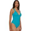 Lucky Brand Women’s Valencia One Piece Swimsuit, Plunge V-Neck, Bathing Suits(Ocean)