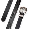 Lucky Brand Women’s Western-Inspired Leather Belt | Classic | American Heritage | Casual | Vintage | Cowboy(Studded Leather – Black)