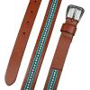 Lucky Brand Women’s Western-Inspired Leather Belt | Classic | American Heritage | Casual | Vintage | Cowboy(Turquoise Beaded – Tan)