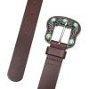 Lucky Brand Women’s Western-Inspired Leather Belt | Classic | American Heritage | Casual | Vintage | Cowboy(Turquoise Stud – Brown)
