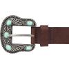 Lucky Brand Women’s Western-Inspired Leather Belt | Classic | American Heritage | Casual | Vintage | Cowboy(Turquoise Stud – Brown)